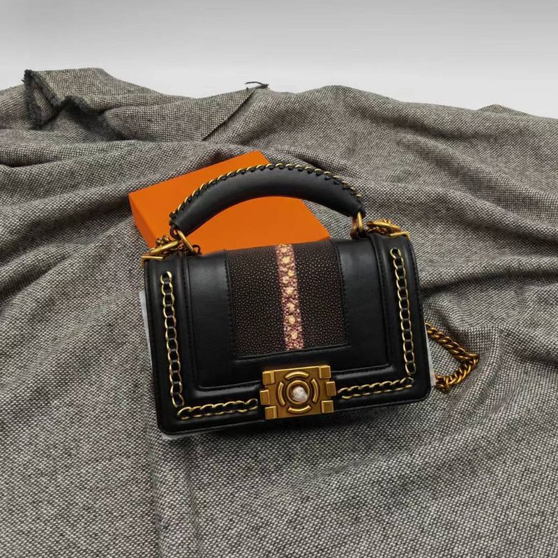 Borsa a tracolla da donna in vera pelle, semplice, versatile, quadrata, piccola, alla moda, nuova, in pelle di pesce perla_voghion.com