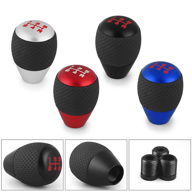 Leather＆Aluminium Universal Car 5 Speed For M8 M10 M12 Lever Gear Level Knob Shift Head_voghion.com