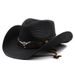 Sommer Damen Western Cowboy Stroh Outdoor Freizeit Sonnencreme Gebogene Krempe Sonnenschirm Hut_voghion.com