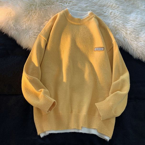 Herrkläder Trendigt märke Tvådelad vit tröja Trendig lös tröja i lat stil _voghion.com