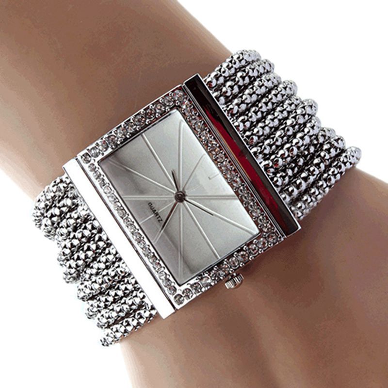 Yamaler nieuwe mode quartz dameshorloge met sierkleurige band en strass armband_voghion.com