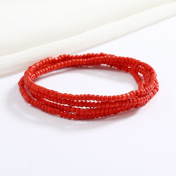 Simple Fashion Handmade Beaded Glass Rice Beads Body Versatile Color-Block Elastic Waist Chain For Hot Girls_voghion.com