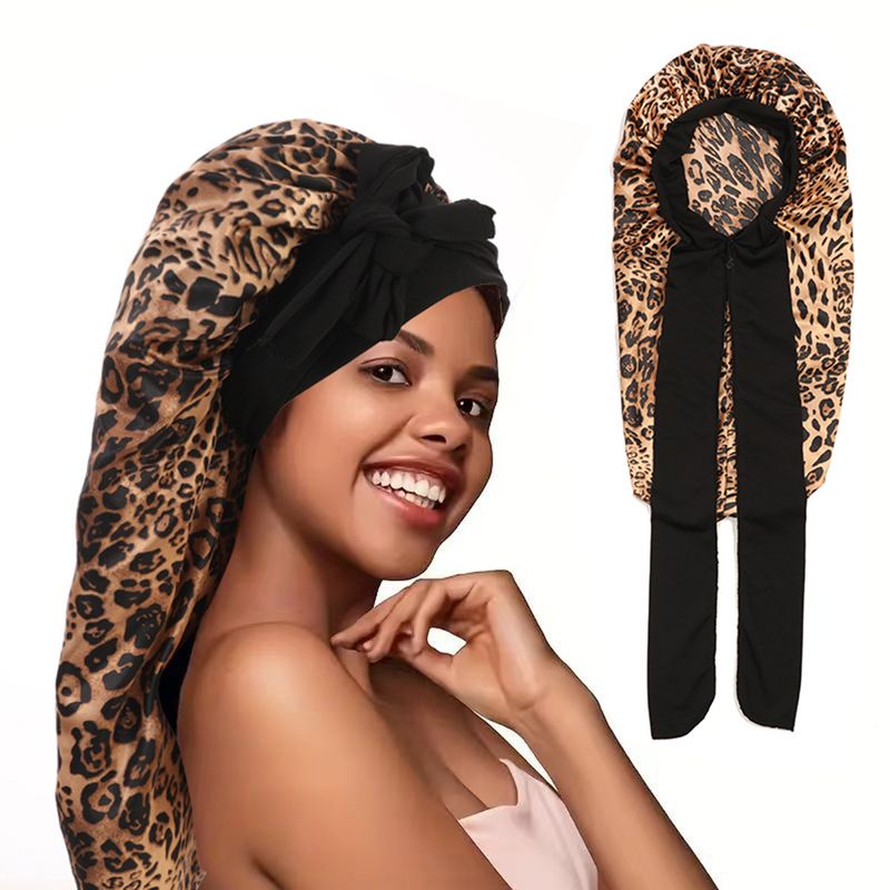 Cuffia da uomo con stampa leopardata multicolore, a righe larghe, a tesa larga, elastica, per salone di bellezza, per la cura dei capelli, con chignon elastico, berretto indiano_voghion.com
