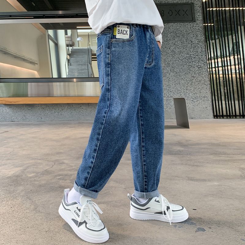 Boys' Fleece-Lined Autumn 2025 New Style Big Kids Winter Jeans Children's Integrated Fleece Casual Long Pants_voghion.com