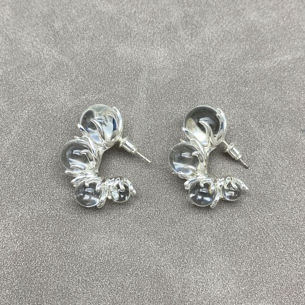 Personalisierte minimalistische geometrische transparente Perle 2024 neue weibliche Nische High-End vielseitige Ohrringe für Frauen_voghion.com