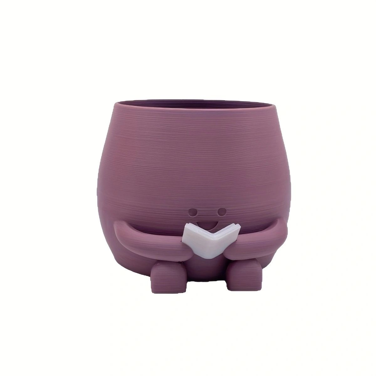 3D Printed Happy Face Planter With Coffee Cup - Cute PLA Succulent Pot, Funny Desk Decor For Home & Office, Unique Eco-Friendly Gift_voghion.com
