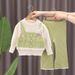 Girls' Knit Sweater & Flare Pants Set – Soft Polyester Blend, Long-Sleeve Top + Stretchy Bell-Bottom Joggers, 3-8Yrs (100-140cm)_voghion.com