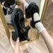 Wo's 2022 Spring New British College Style Shiny Leather High Heel Single Round Toe Thick Sole Mary Jane Shoes For_voghion.com