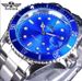 Men's Automatic Mechanical Watch With Luminous Hands, Date Display, Skeleton Dial, And Stainless Steel Band - Waterproof For Business & Casual Wear_voghion.com