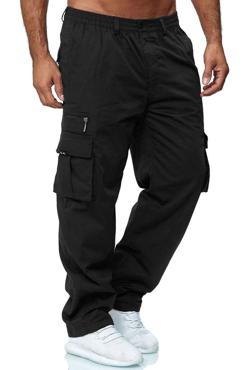 Men's Clothing trousers casual multi-pocket loose straight cargo trousers outdoor trousers fitness pants_voghion.com