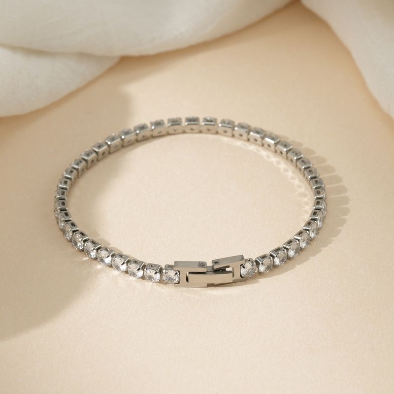 Edelstahl 4mm Zirkon Tennis INS Einfache Luxus Intarsien Diamant Armband Für Frauen_voghion.com