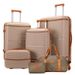 Brown Color Six Piece PP Trolley Case Explosion Proof Zipper Universal Wheel Suitcase Luggage Storage Box Set_voghion.com