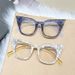 New trend grid cat eye glasses frame, high-end anti-blue flat mirror_voghion.com