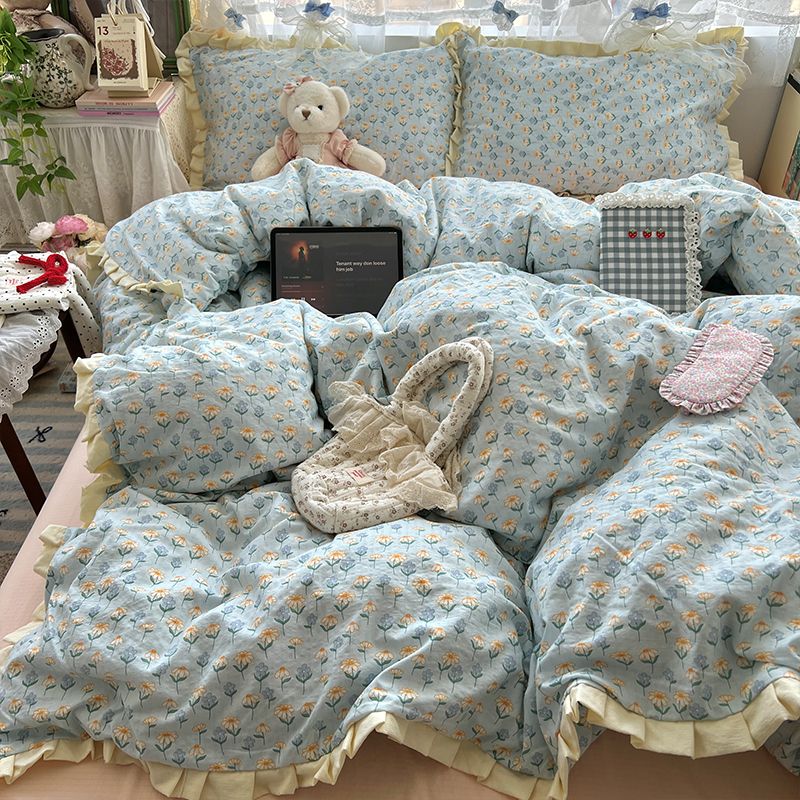 Class A Bedding Four-Piece 2025 New Pure Cotton Quilt Cover Bed Sheet Dormitory Student Three-Piece Set 4_voghion.com