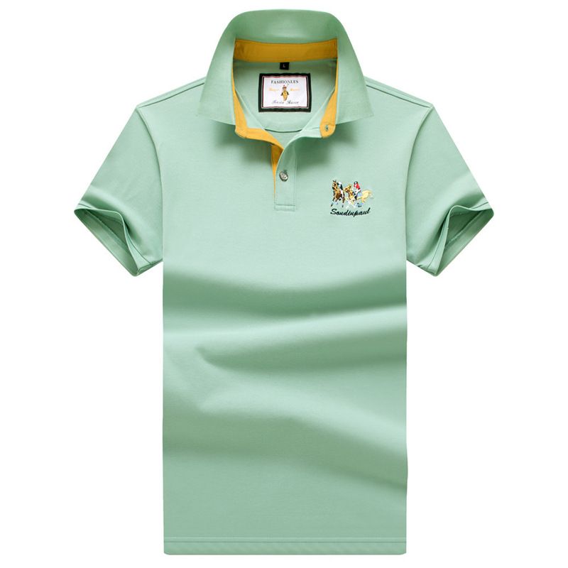 Herenkleding Zomer Dunne Heren Revers Poloshirts Middelbare Leeftijd En Jonge Merk Piqué Katoen Golfpakken Heren T-shirts_voghion.com