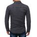 Herrenbekleidung, lässiges Denim-Langarmhemd, schmales Jugendhemd mit mehreren Taschen für Herren_voghion.com