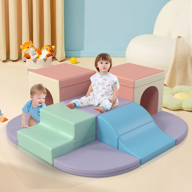 9-Piece Soft Foam Climbing Blocks for Toddlers, Baby Foam Climber Toys, Crawl and Climb Foam Play Set for Kids Indoor Gym, Soft Foam Toys for Toddlers_voghion.com