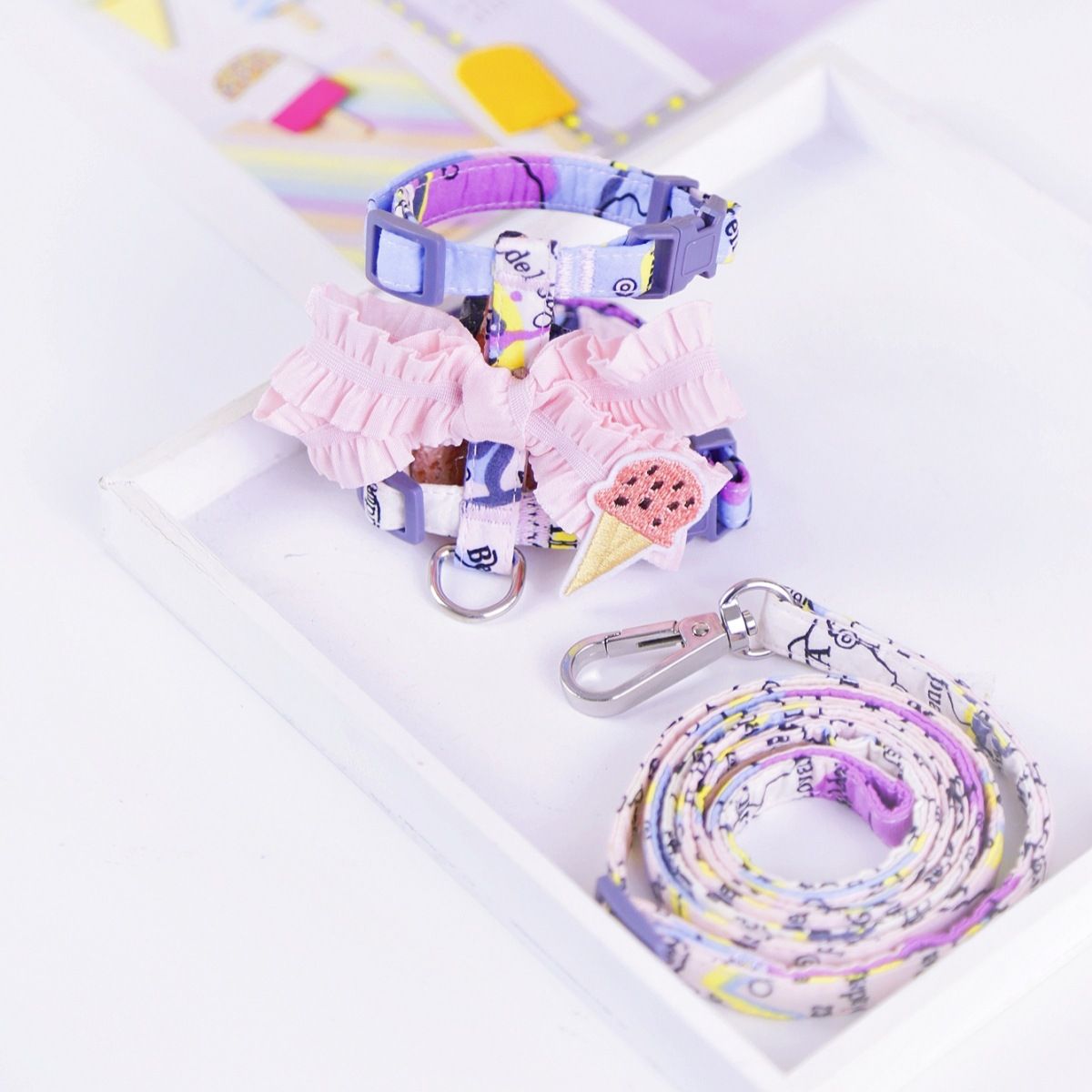 Ice Cream Special Leash Harness Set Walking Artifact Intrekbaar Draagbaar Anti-klit Huisdier Kat_voghion.com