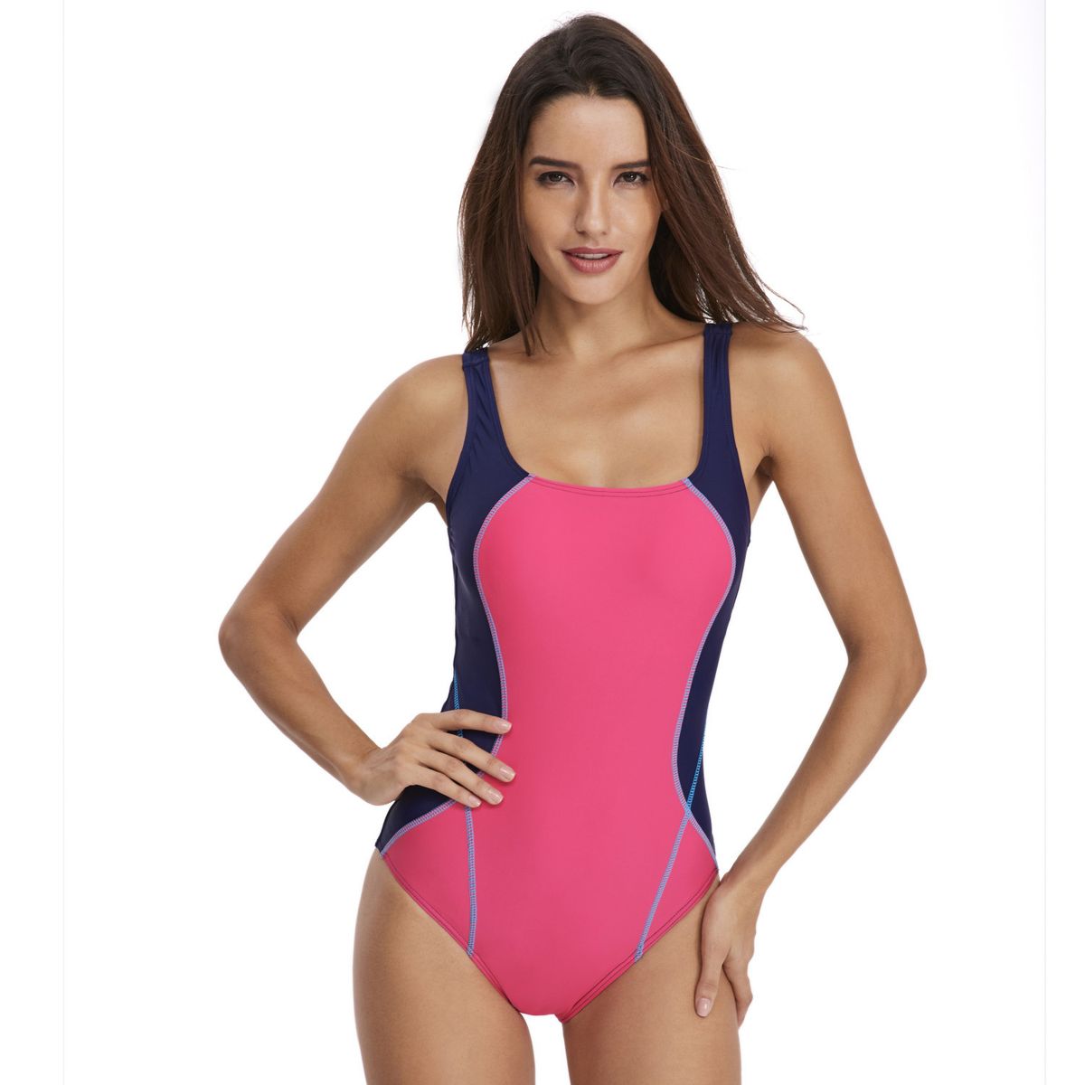 2023 New Competitive Racing Swimsuit Sexy Triangle Sports Color Block One-Piece Swimwear_voghion.com