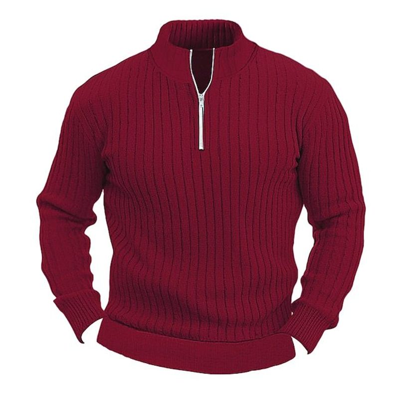 Maglione invernale da uomo in maglia, caldo, a coste, collo alto, casual, vestibilità slim, a maniche lunghe_voghion.com