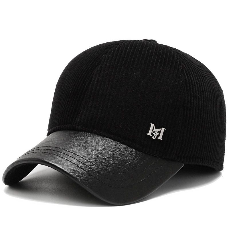 Cappello da uomo in cotone per anziani e di mezza età con cupola a cupola in autunno e inverno, paraorecchie con visiera ispessita in velluto, berretto da baseball antivento e resistente al freddo_voghion.com