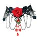 Hot selling lace jewelry Halloween red rose crystal necklace earrings 3-piece set,Fashion sexy lace_voghion.com