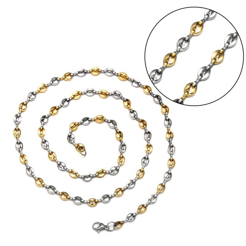 Geavanceerde mannen en vrouwen 316l legering sieraden koffieboon ketting met drie kleuren beschikbaar_voghion.com