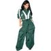 Women's Clothing New Fashion Contrast Color Zipper Jacket Wide Leg Pants Sports Leisure Suit Two Piece Set_voghion.com