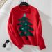 Gemütlicher Weihnachtsbaum-Strickpullover für Damen – Übergroßer Rundhalspullover für die Feiertage, weiche Polyestermischung, lässige Wintermode_voghion.com