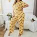 Women's Sleepwears Large Size Home Clothes Plus Size Plus Size Love Round Neck Short Sleeved Trousers_voghion.com