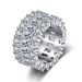 New Exaggerated Three Rows Full Diamond Ring With AAA Zircon Inlaid In Women's Fashion_voghion.com