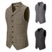 Men's Herringbone Single-breasted Vest Men's Suit Vest_voghion.com