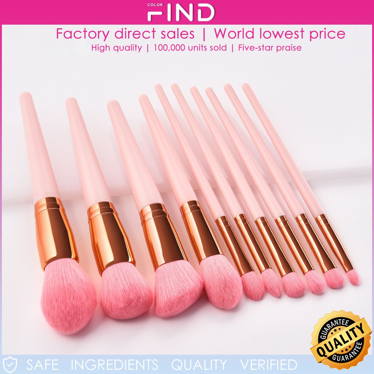 FINDCOLOR 10 różowych gorących sprzedaży klasycznych pędzli do makijażu zestaw do użytku domowego_voghion.com