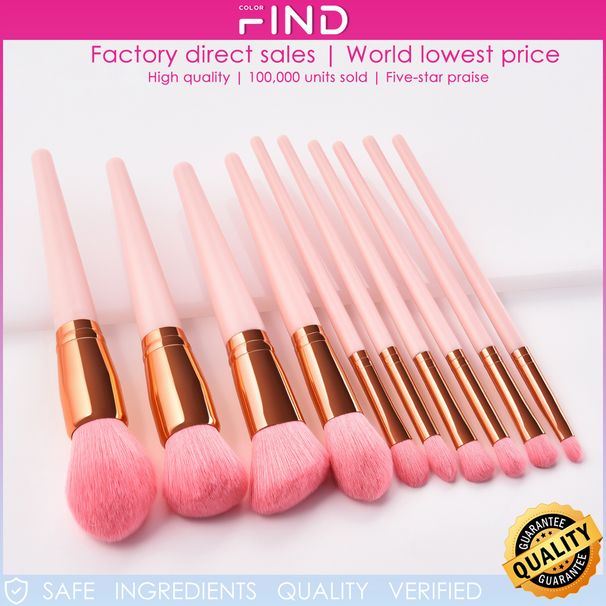 FINDCOLOR 10 różowych gorących sprzedaży klasycznych pędzli do makijażu zestaw do użytku domowego_voghion.com