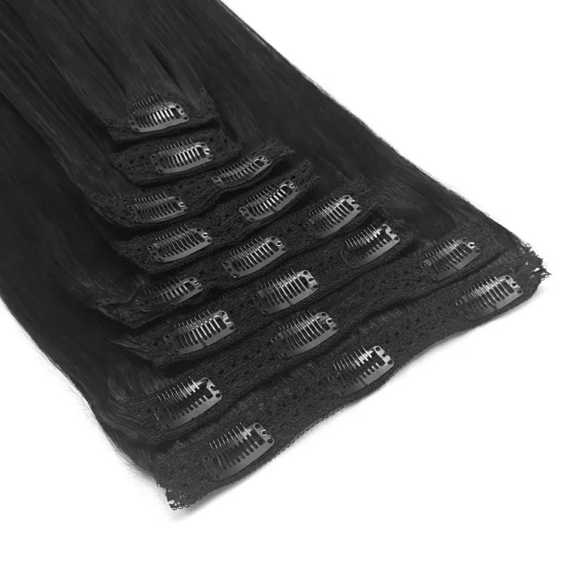 Brazilian Straight Clip In Human Hair Extensions 8 Pcs Set Natural Color 12-26 Inches 120Gram_voghion.com