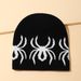 Korean Fashion Spider Print Knitted Trendy Personality Warm Casual Outdoor All Match Travel Wool Hat_voghion.com