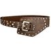 Studded Women's Belt - Vintage Wide Waistband With Arc Buckle, Faux Leather Adjustable Strap For Dresses & Jeans (Black/Brown/Leopard Print)_voghion.com
