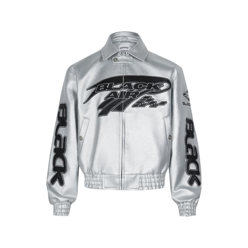 Abbigliamento da uomo Tuta da corsa in pelle con giacca da baseball oversize in stile retrò high street_voghion.com