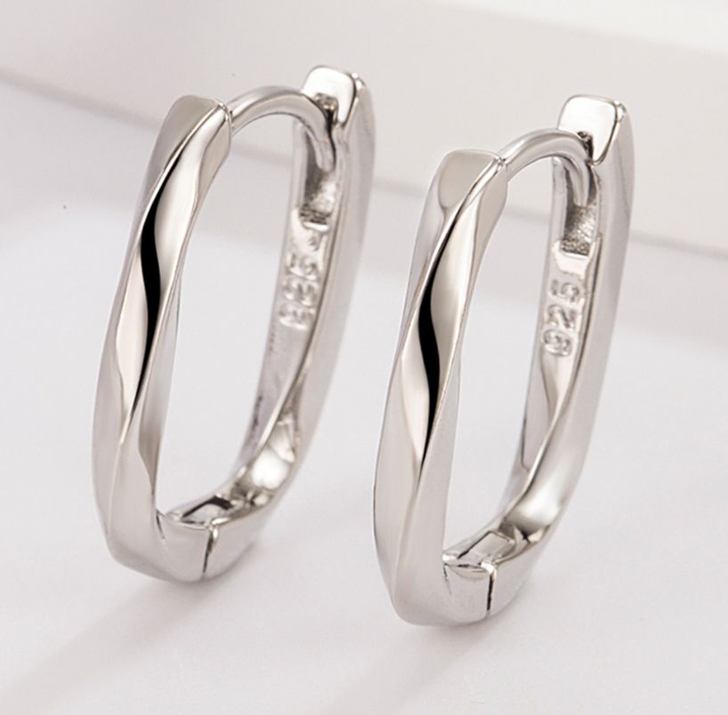 Orecchini a cerchio a U intrecciati in argento sterling 925 placcati oro da donna, 19x15 mm, E9_voghion.com