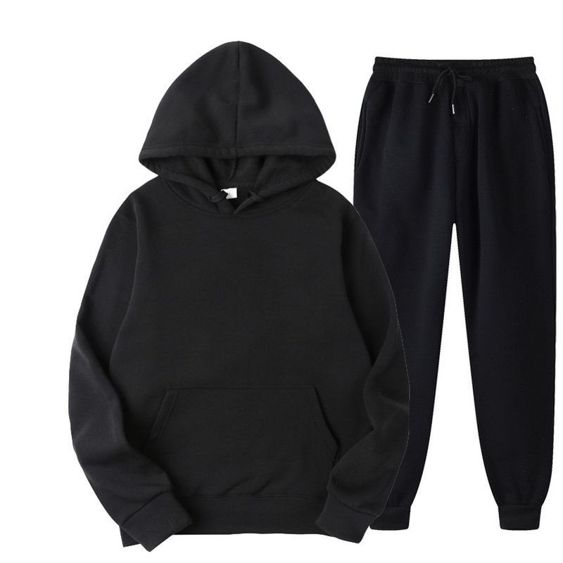 New Men's Suit Hoodie Sportswear Fashion Fleece Sweatshirt Two Piece Casual Long Sleeve Solid Color Hoodie Jogger Pants_voghion.com