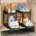 Organizer sottolavello in plastica a 2 livelli, cestello scorrevole per bagno e cucina - Nero_voghion.com