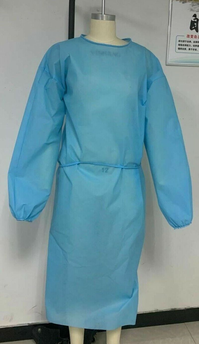 Blouses d'isolement jetables EPI Blouses médicales Blouses dentaires de laboratoire Bleu LOT DE 10_voghion.com
