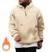 Men's Zip-Up Hooded Sweatshirt With Drawstring - Thickened Polyester Pullover For Casual & Sports (Black, White, Navy, Gray, Khaki, Burgundy)_voghion.com