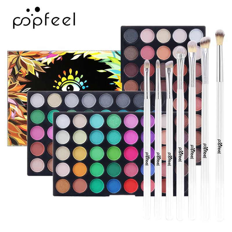 Set di trucco POPFEEL Set di trucco 120 colori di ombretto + 7 pennelli per ombretto Prodotti per il trucco Marchio di trucco_voghion.com