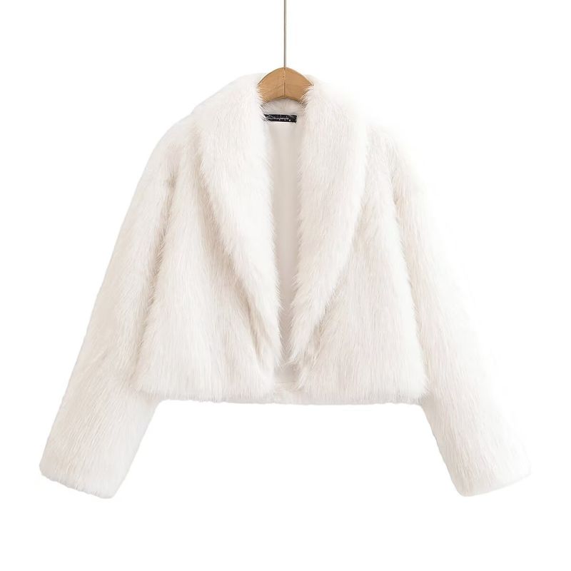 ​​Trendy Faux Fur Jacket For Women - Stylish Streetwear Coat With Stand Collar, Long Sleeves, And Versatile Fit (S/M/L)​​_voghion.com