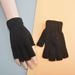 2023 Autumn Winter Wool Finger Knitted Solid Color Warm Unisex Writing Work Half Gloves_voghion.com