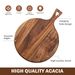 Acacia Wood Cutting Board with Handle Wooden Chopping Board Round Paddle Cutting Board for Meat Bread Serving Charcuterie_voghion.com
