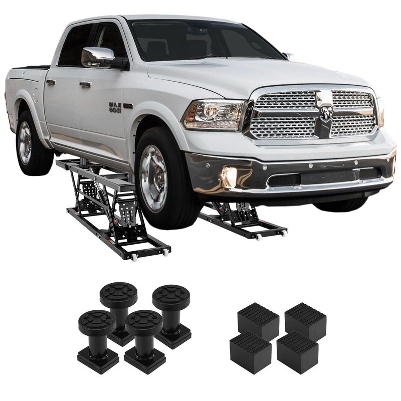 VEVOR Car Lift, 7,000 LBS Capacity Portable Car Lift, With Extended-Length Plates, 26.8" Max. Height, Heavy-duty Carbon Steel Truck Lift With 120V Power Unit, Auto Car Jack Lifts For Home Garage Shop_voghion.com