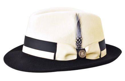 Cappello in feltro di pura lana con decorazione a fiocco color block a gronda corta_voghion.com