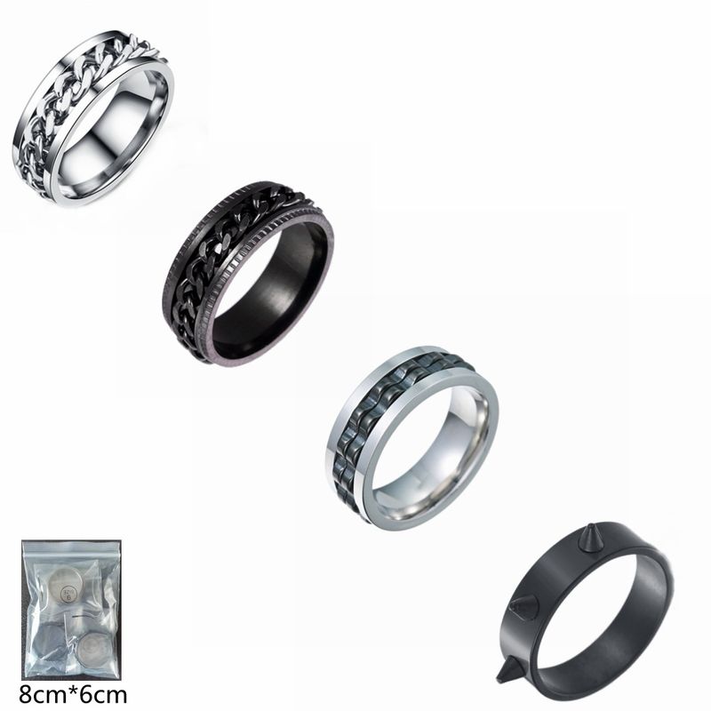 Anello da uomo in acciaio al titanio punk con anello rotante per limitazione della pressione_voghion.com
